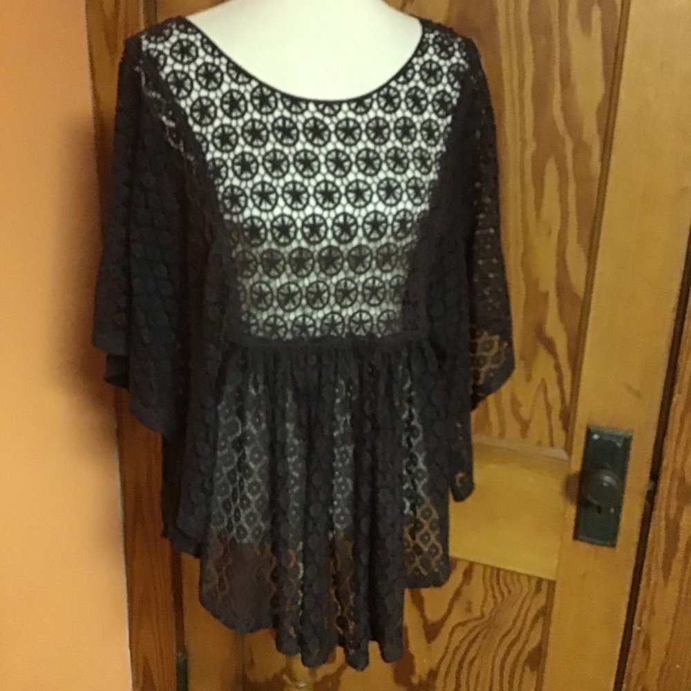 Brown lace boho hippie chic cover up - Picture 6 of 10